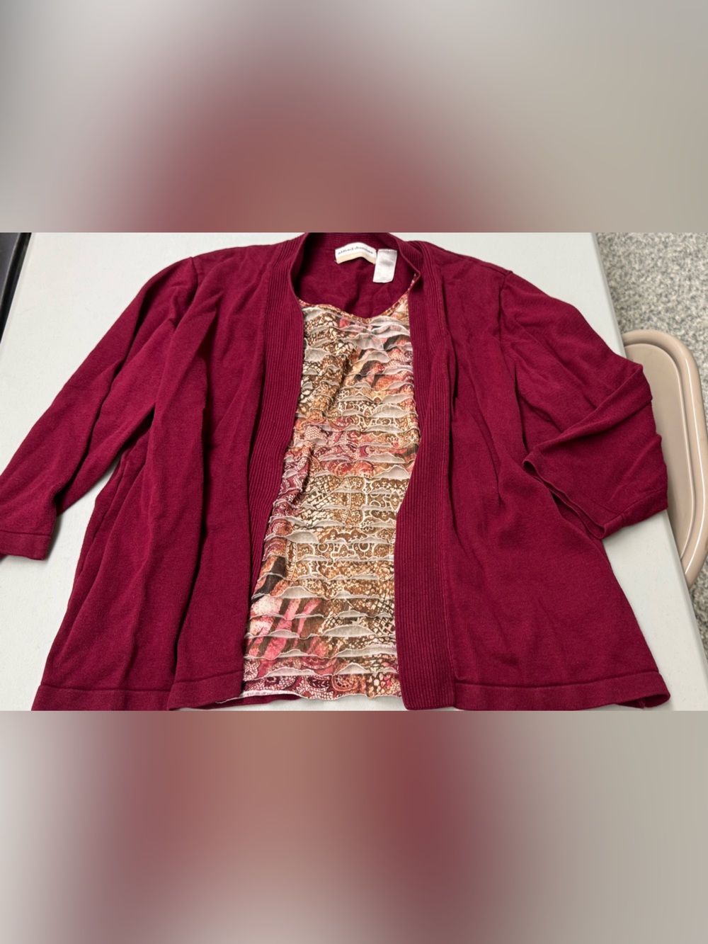 Alfred Dunner Wine Plus size Open-Front Cardigan Layered top